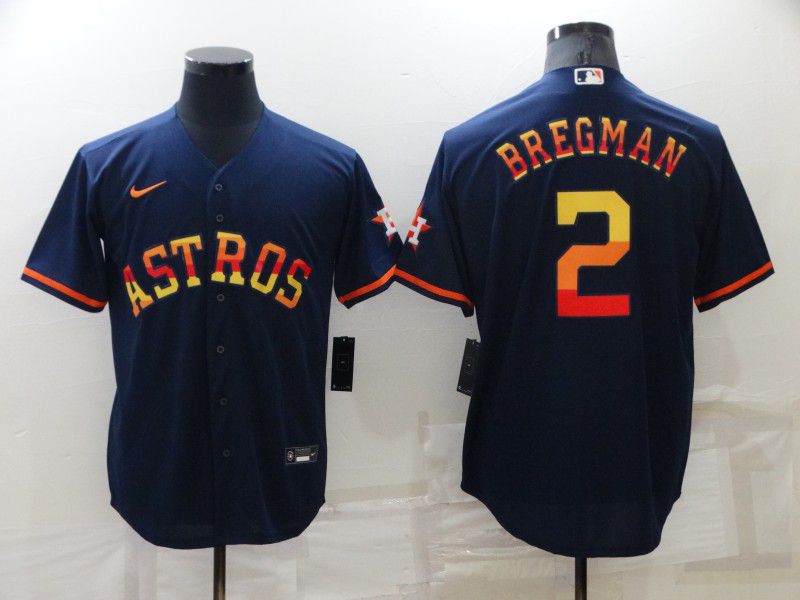 Men Houston Astros #2 Bregman Blue Rainbow Edition Game Nike 2022 MLB Jerseys